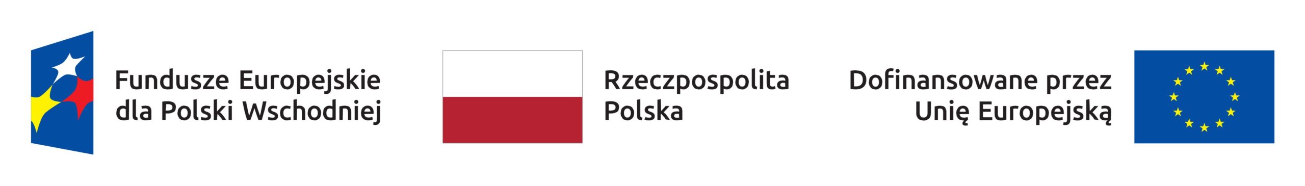 Logo Funduszy Europejskich dla Polski Wschodniej, Flaga Rzeczpospolitej Polskiej, Logo Dofinansowane z Unii Europejskiej, 